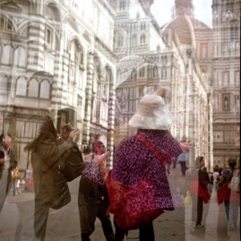 Florence Duomo Tourists Double Exposure